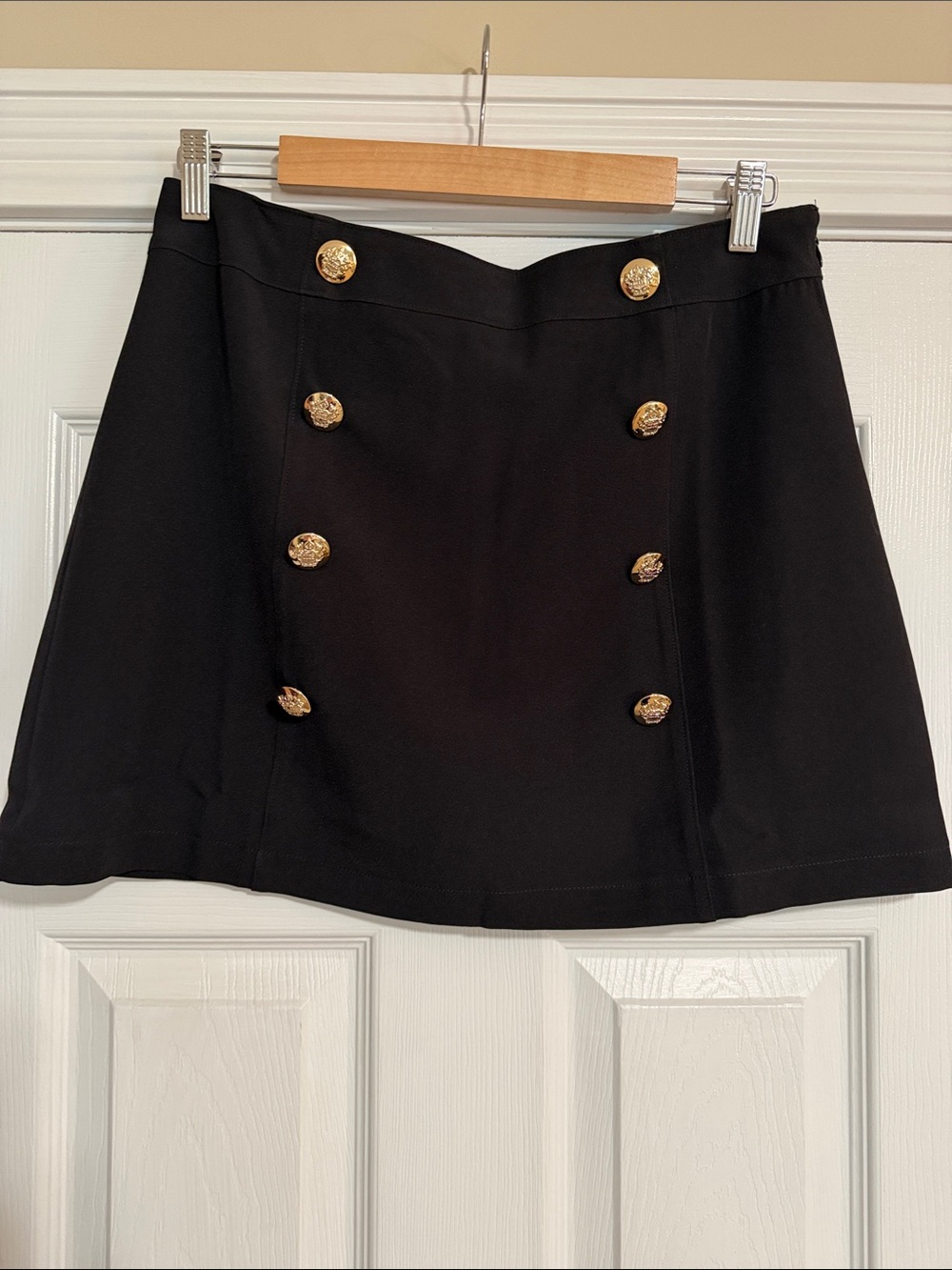 Steve Madden Black Mini Skirt with Gold Button Accents